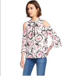 Karl Lagerfeld Paris Floral Cold-Shoulder Blouse